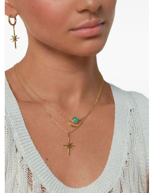 Ottoman Hands Metallic Northern Star Pendant Necklace