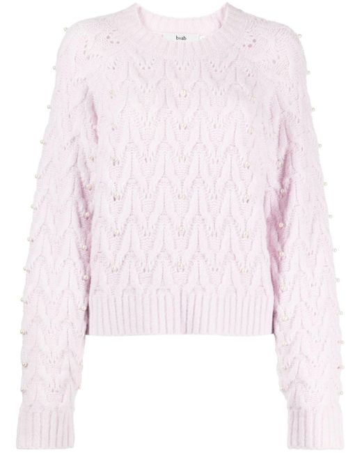 Pearl-embellished cable-knit jumper di B+ AB in Pink