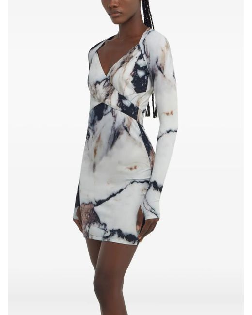 Abito Corto Con Scollo A V di Roberto Cavalli in Gray