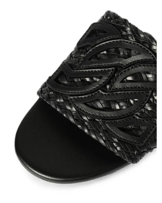 Casadei Black Ischia Woven Leather Sandals