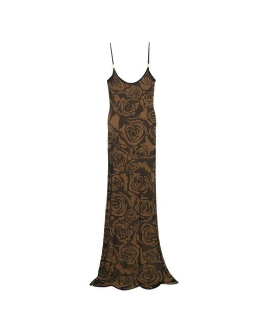 Just Cavalli Natural Robe Longue À Bretelles Fleurs