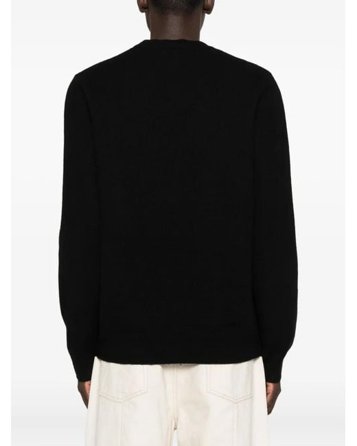 A.P.C. Black Crew Neck Sweater With Bold Lettering for men