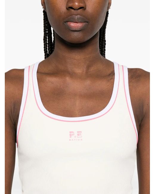 P.E Nation White Logo-Detail Ribbed Tank Top