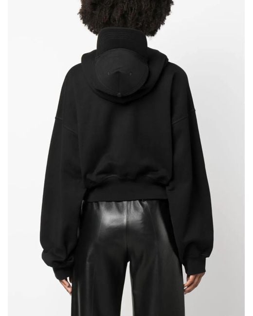 DSquared² Black Baseball-Cap Cotton Cropped Hoodie