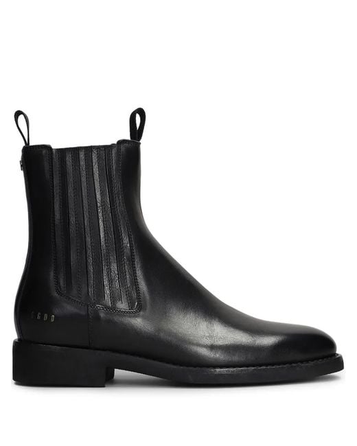 Golden Goose メンズ ブラック レザー チェルシー コンバットブーツ