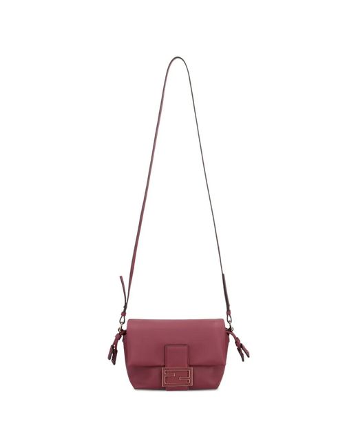 Fendi Purple Petit Sac Cabas Mamma Baguette En Cuir