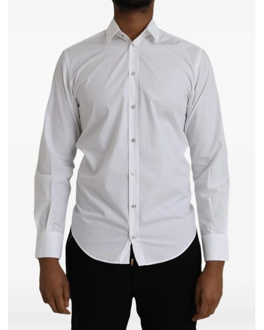 Dolce & Gabbana White Martini Long-Sleeve Shirt for men