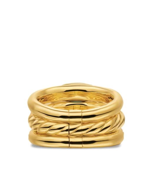 David Yurman Metallic 18K Dy Mercer Four Row Diamond And Prasiolite Ring