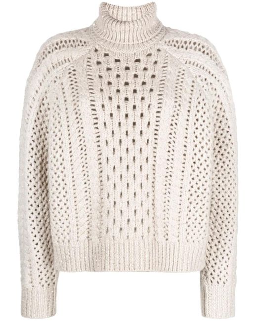 Brunello Cucinelli White Chic Long Sleeve Cyclist Knitwear For