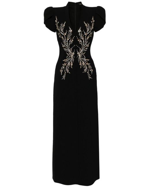 Jenny Packham Black Firefly Crystal-embellished Maxi Dress