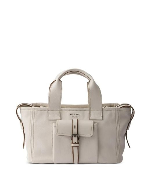 Prada Natural Route Medium Leather Tote Bag