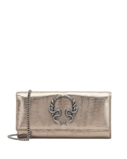 Roberto Cavalli Gray Metallic Reptile-Effect Wallet