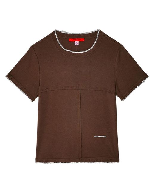 T-shirt con dettagli a contrasto di Eckhaus Latta in Brown