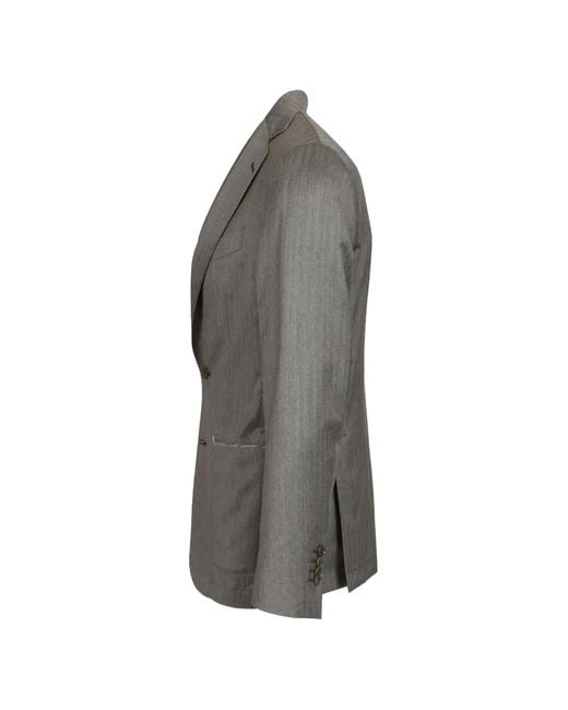 Al Duca D'aosta Gray Costume En Laine À Simple Boutonnage for men