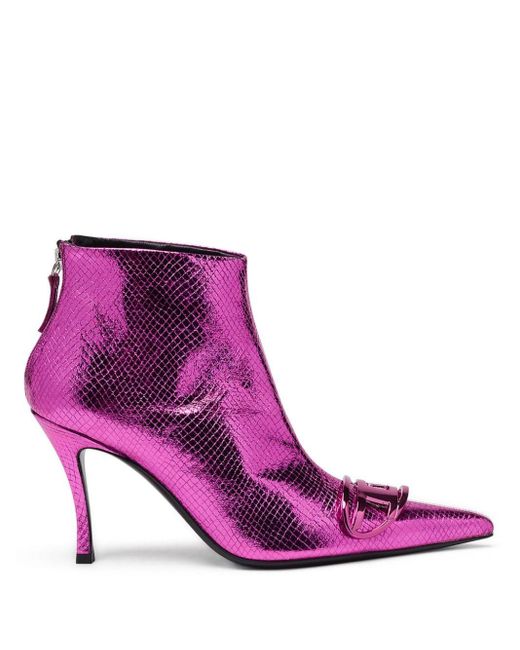 D-Venus 80mm leather ankle boots di DIESEL in Purple