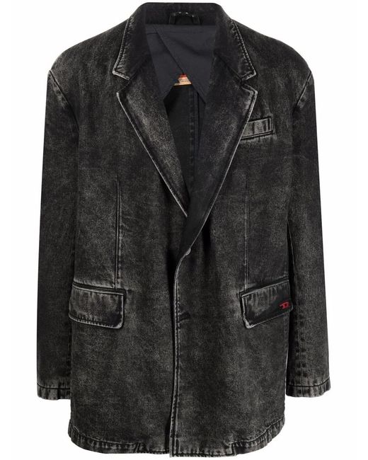 DIESEL Black D-Blaz Single-Breasted Denim Blazer for men