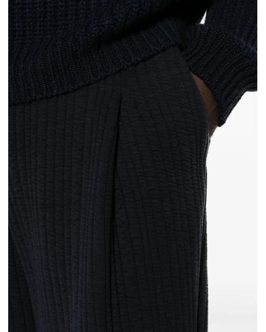 Giorgio Armani Blue Pleated Quilted Tapered Trousers for men