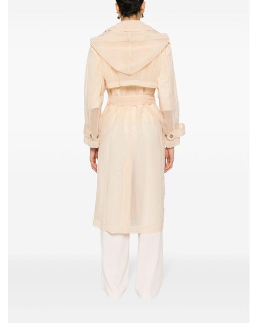 Peserico Natural Bead-embellished Trench Coat
