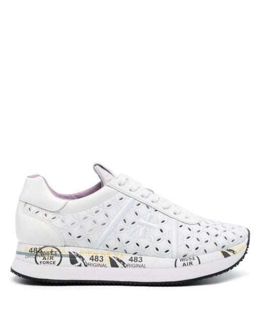 Premiata Conny Broderie Anglaise Sneakers in het White