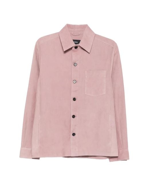 Arma Pink Dino Suede Chest-Pocket Jacket for men