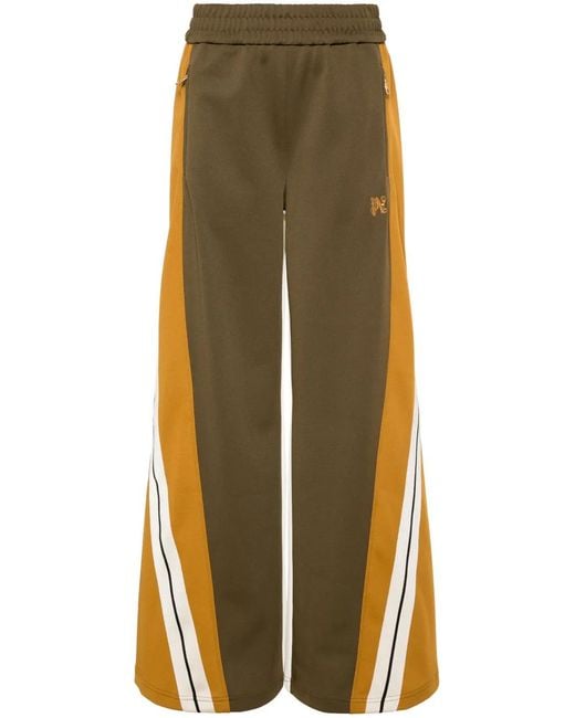 Palm Angels Brown Logo-Embroidered Colourblock Track Pants