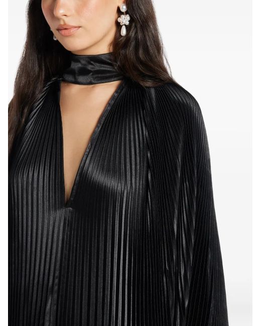 L'idée Black Pleated Ruffled Empire Dress