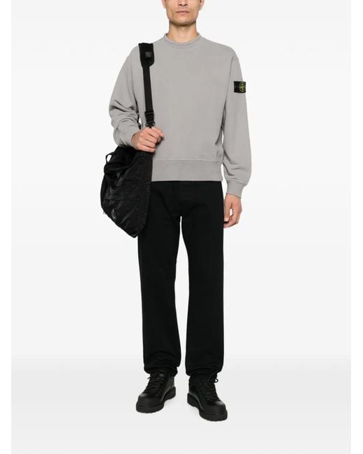 Stone Island Gray Logo-Patch Sweater for men