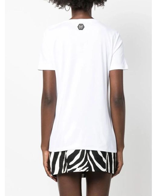 Philipp Plein White Logo-Embellished Short-Sleeve T-Shirt