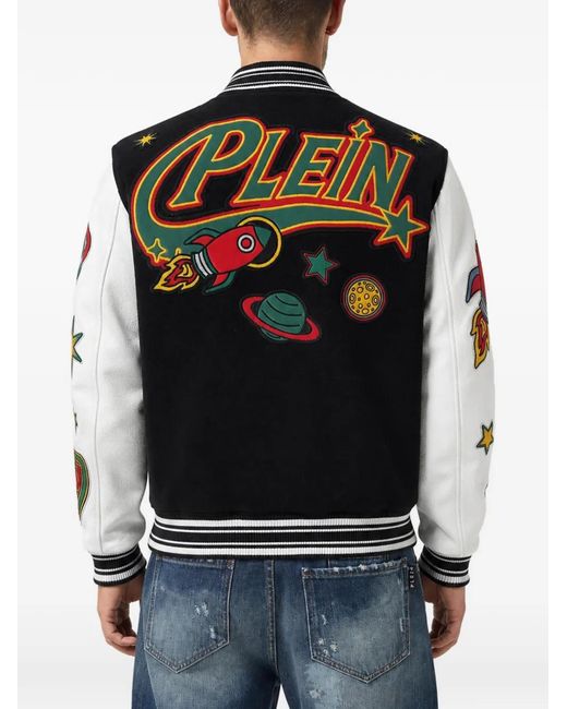Philipp Plein Black College Bomber Plein Space for men