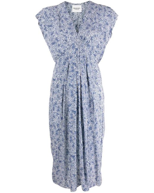 Isabel Marant Blue Epolia Abstract-print Midi Dress