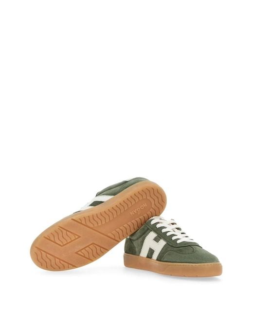 Hogan Green Calf Leather And Suede Cool Sneakers for men