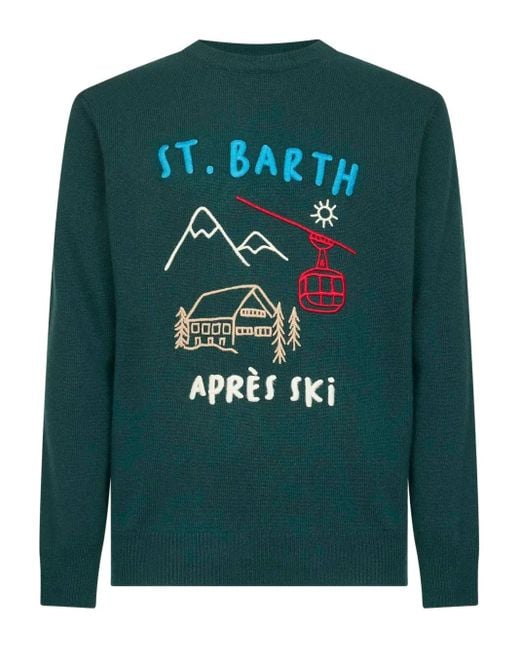 Mc2 Saint Barth Trui Met Geborduurd Kunstwerk in het Green voor heren