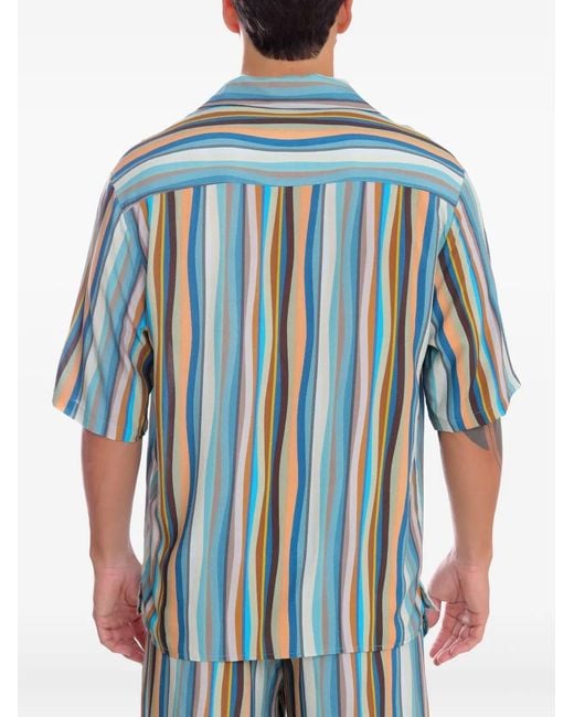 Amir Slama Blue Striped Short-Sleeve Shirt for men
