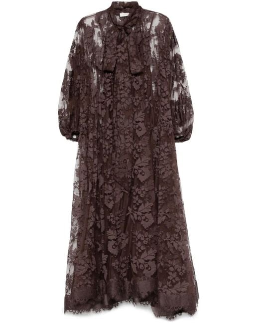 Zimmermann Brown Illustration Lace Gown