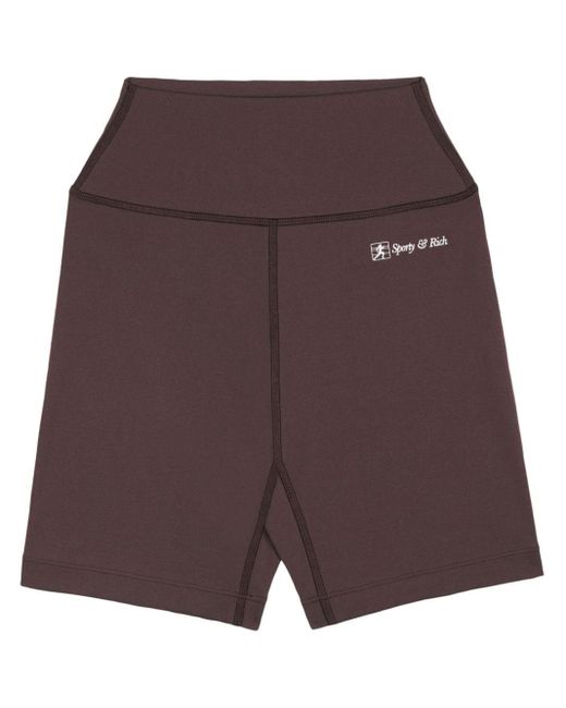 Sporty & Rich Purple Logo-print Shorts