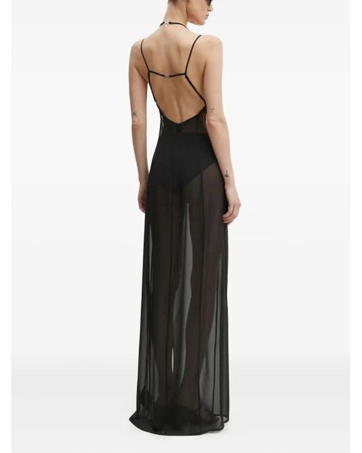 HELIOT EMIL Black Side-Slit Silk Maxi Dress