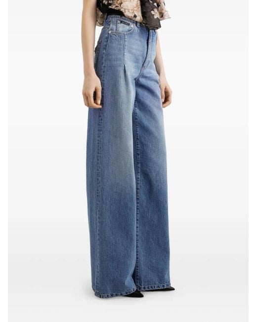 Dolce & Gabbana Blue Pleat-Detail Jeans