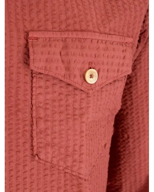 Al Duca D'aosta Red Seersucker-Cotton Shirt for men
