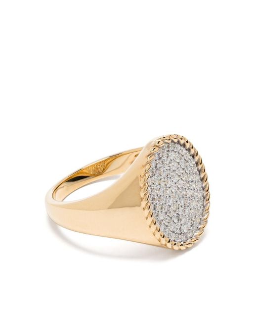 Yvonne Léon Natural 18kt Yellow Gold Chevalière Ovale Diamond Signet Ring