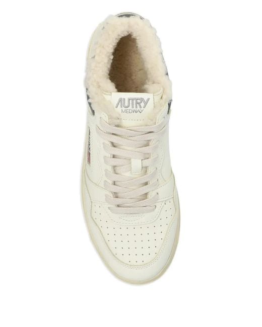 Autry White Shearling-Lined Leather Sneakers