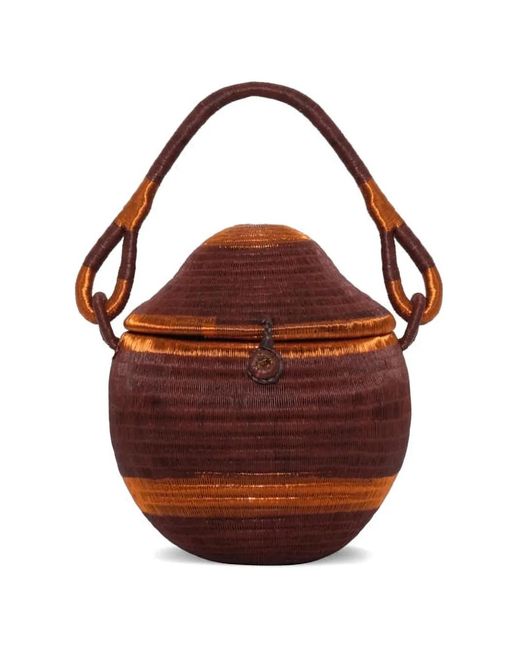 Johanna Ortiz Red Rooted Grace Werregue Bucket Bag
