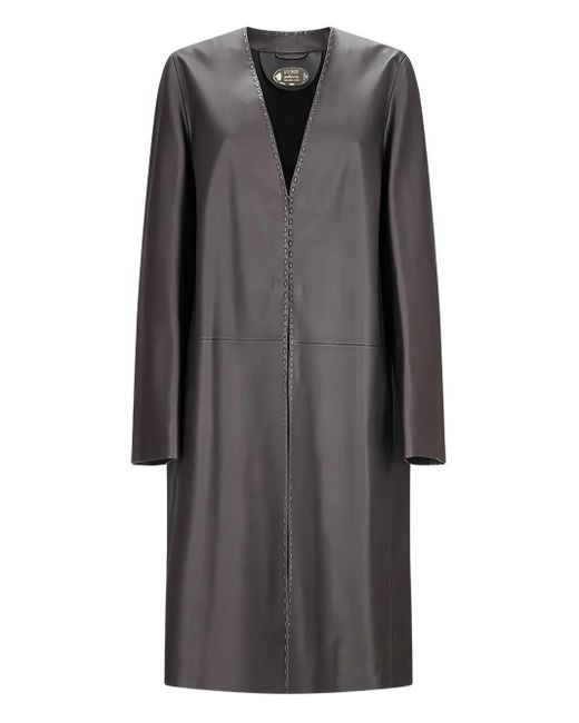 Fendi Leren Jas Met Gestikt Detail in het Gray