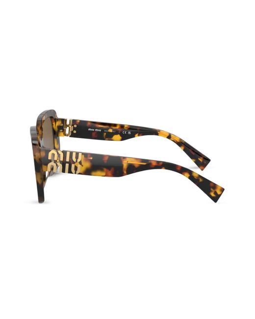 Miu Miu Brown Tortoiseshell-Effect Oversize-Frame Sunglasses