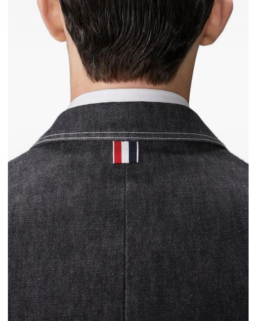 Thom Browne Black Buttoned Denim Jacket for men