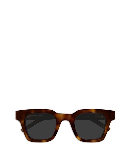 Saint Laurent Black Square-Frame Logo-Plaque Sunglasses