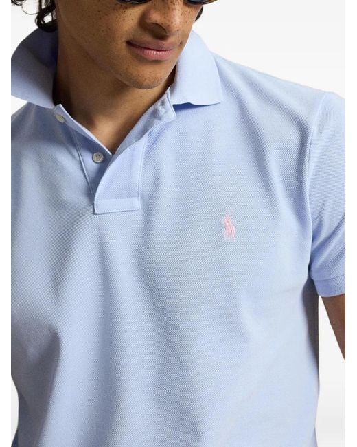 Polo Ralph Lauren Blue Pony Embroidered Mesh Polo Shirt for men