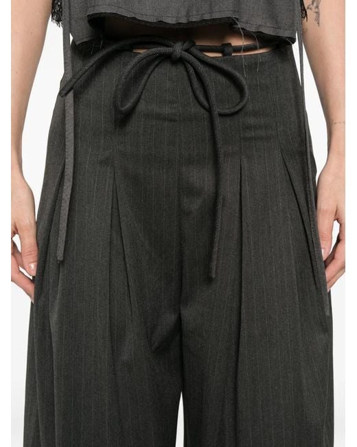 LA PISCINE Gray Pinstripe Trousers