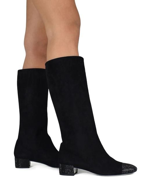 Rene Caovilla Black Slitter-Embellishment Boots