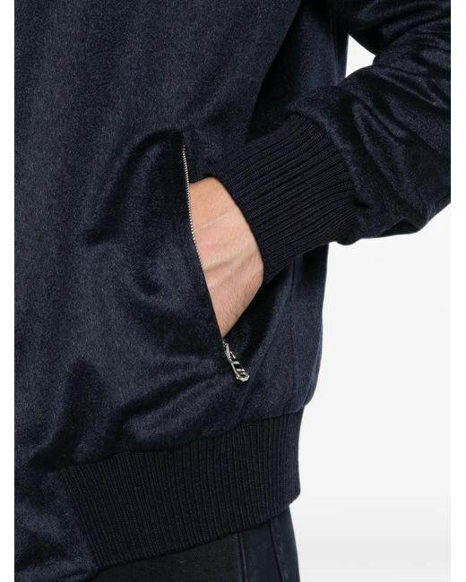 Barba Napoli Blue Zip-Up Bomber Jacket for men