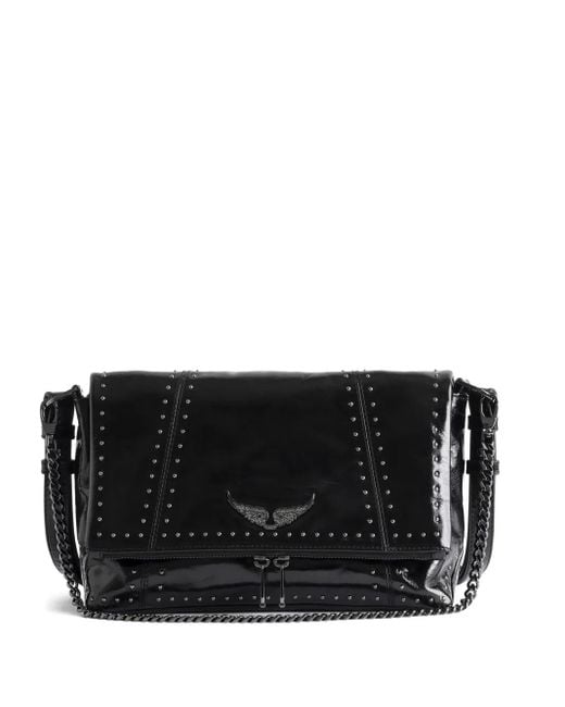 Zadig & Voltaire Black Rocky Ii Studs Leather Shoulder Bag